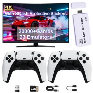 2026 Upgraded Retro Gaming Console with 20,000+ Classic Games & 23 Emulators, 4K HDMI Plug & Play Game Stick for TV, Includes Dual 2.4G Wireless Controllers & Skin Stickers (64GB)
