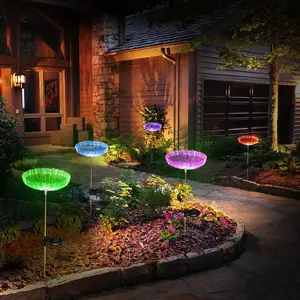4Pcs Solar Powered Garden Lights-7 Color Changing Outdoor Stake Light,Waterproof Courtyard Lights,sparkler Path Light for Yard Patio Lawn Decorations