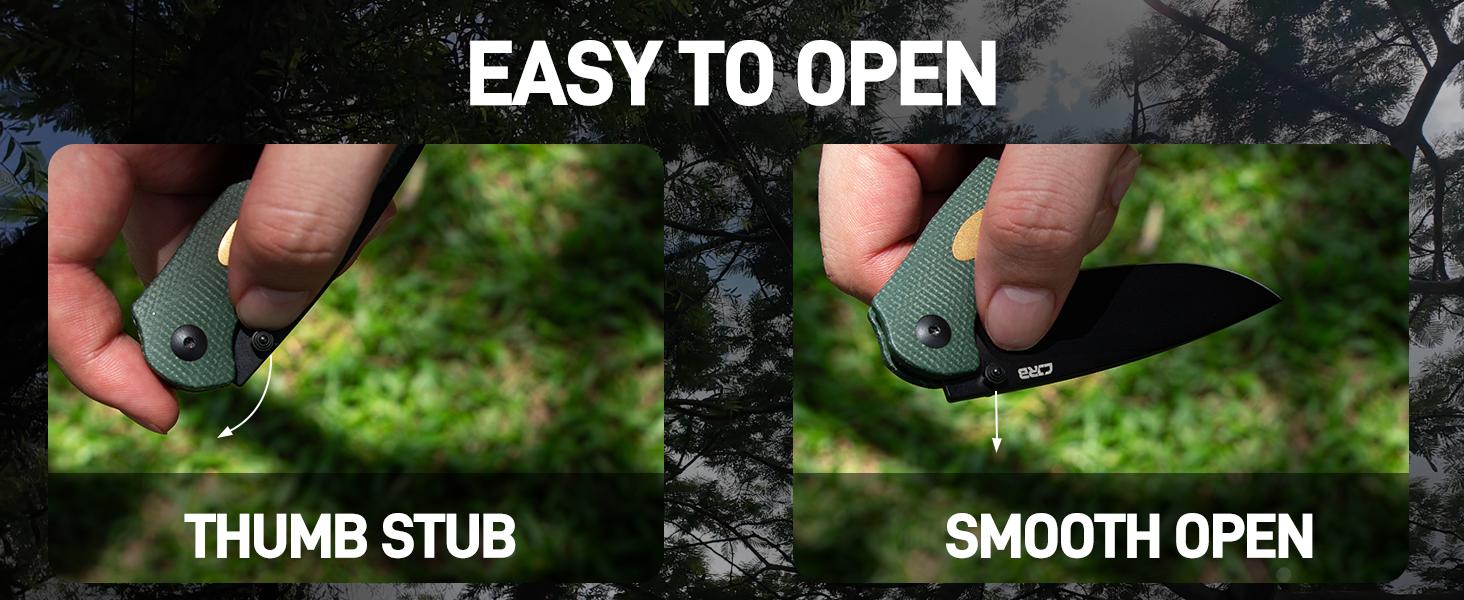 CJRB Aes Camping Folding Knife, Pocket Knife with 3.3"AR-RPM9 Steel Blade Mircarta Handle, EDC Knives for Camping, Survival and FathersDayGift