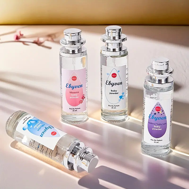 Women's 4-Piece Baby Powder Perfume Gift Set - Long Lasting Floral Vanilla Fragrance Bundle, Travel Size Mini Gifts for Women, Perfect Birthday Present, Perfume Gift Sets, Long Lasting Perfumes