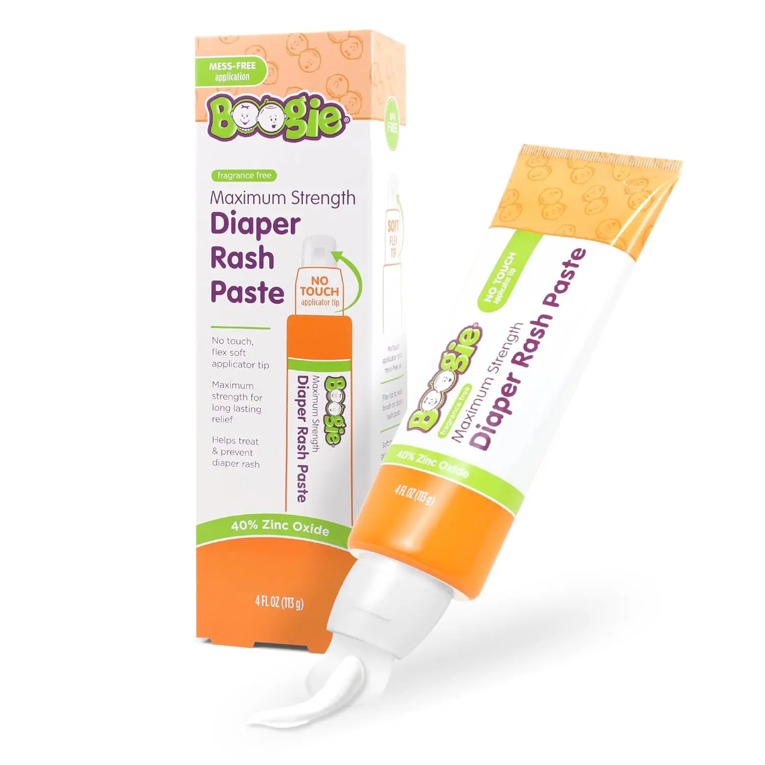 Boogie Maximum Strength Diaper Rash Paste for Babies – 40% Zinc Oxide, No-Touch Applicator for Sensitive Skin