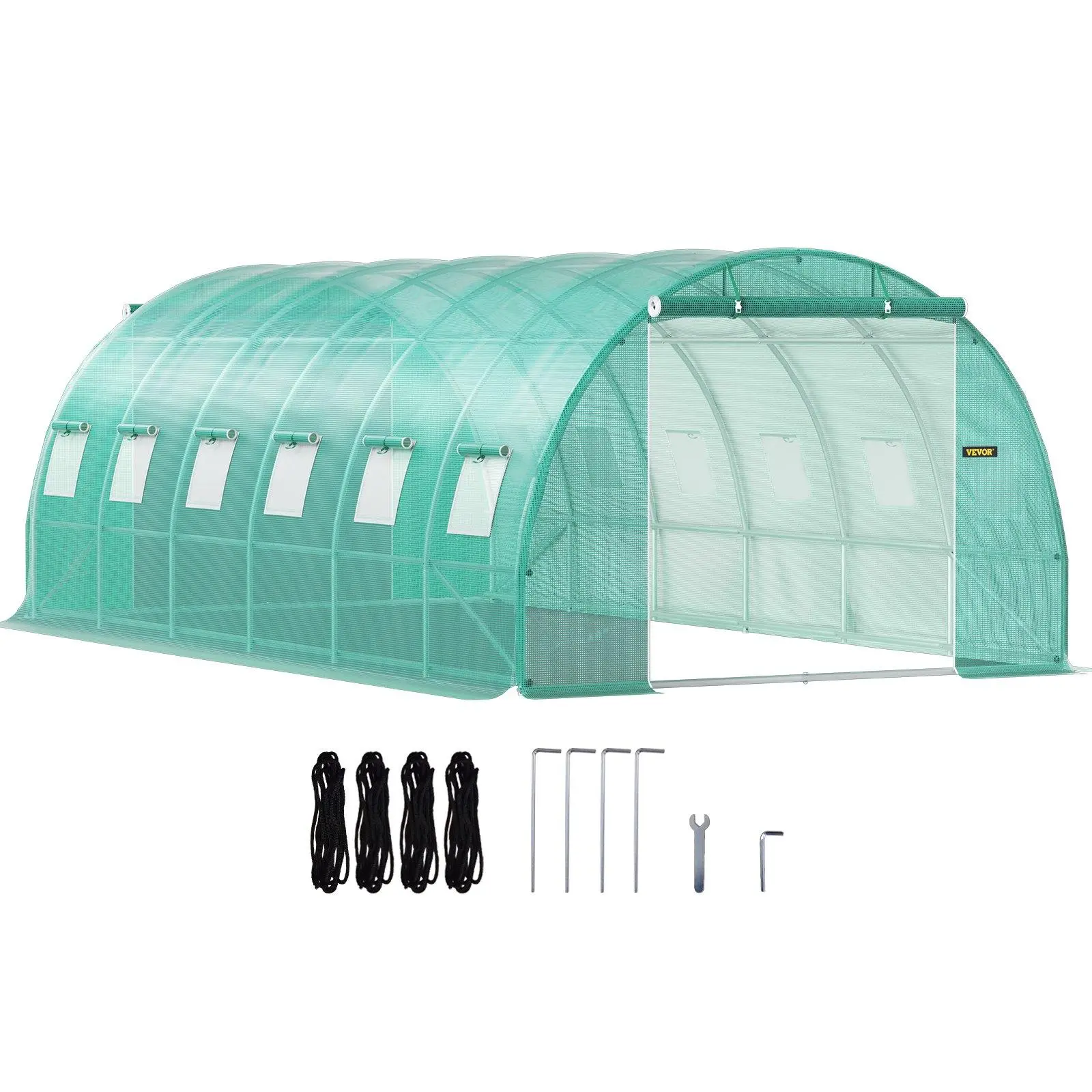 VEVOR Walk-in Tunnel Greenhouse, Portable Hot House, Max. 20 x 10 x 7 ft, Galvanized Steel Hoops, 3 Top Beams, 2 Zippered Doors, Diagonal Poles VEVOR Super Brand Day