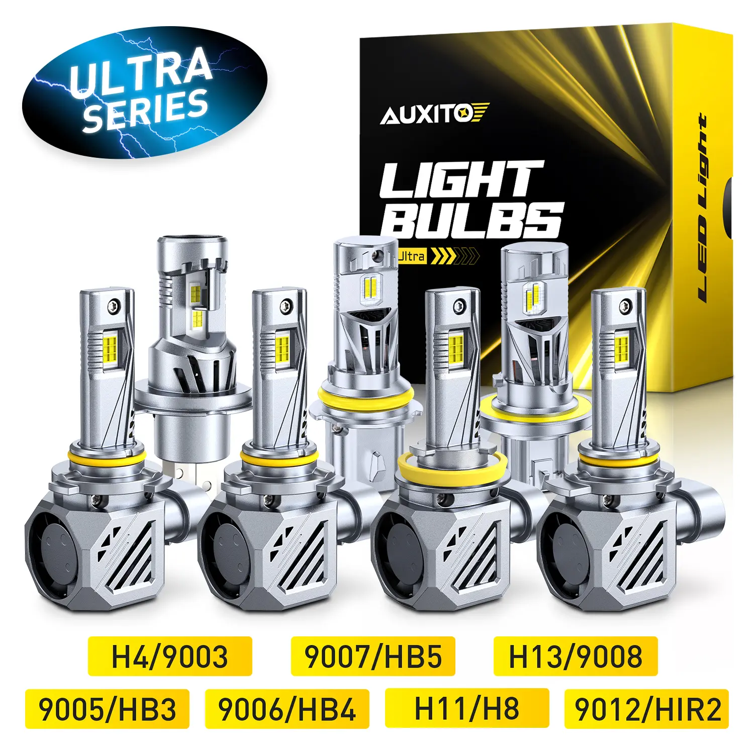 【ULTRA SERIES】AUXITO LED Headlight Bulbs, 9005/HB3 9006/HB4 H11/H8/H9 9007/HB5 9008/H13 9012/HIR2 H4,58000LM insane Brightness,6500K White,High/Low Beam Bulbs,70,000Hrs Long Service Life with Cooling Fans,CANBUS Ready,No Flickering