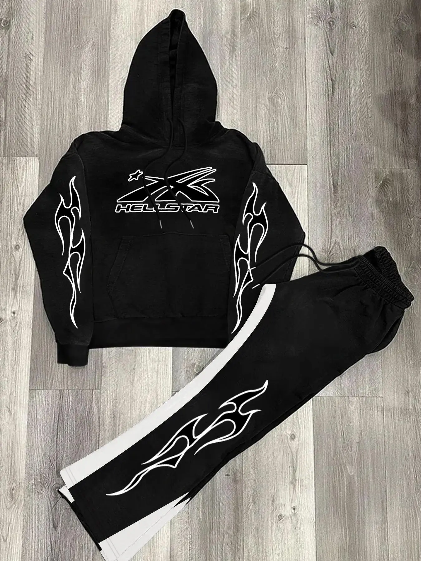 Two-piece Set Men's Letter Print Pocket Thermal Lined Hoodie & Drawstring Waist Sweatpants, Regular Fit Casual Fashion Cozy Breathable Two Piece Outfits for Daily Wear, Men's Clothes for All Seasons
