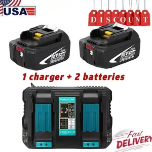 2Pack 6.0Ah/8.0Ah LXT Lithium-Ion Battery + DC18RD 2 Port charger For Makita 18Volt LXT Lithium-Ion Battery BL1830 BL1860 1840 high quality with LED indicator