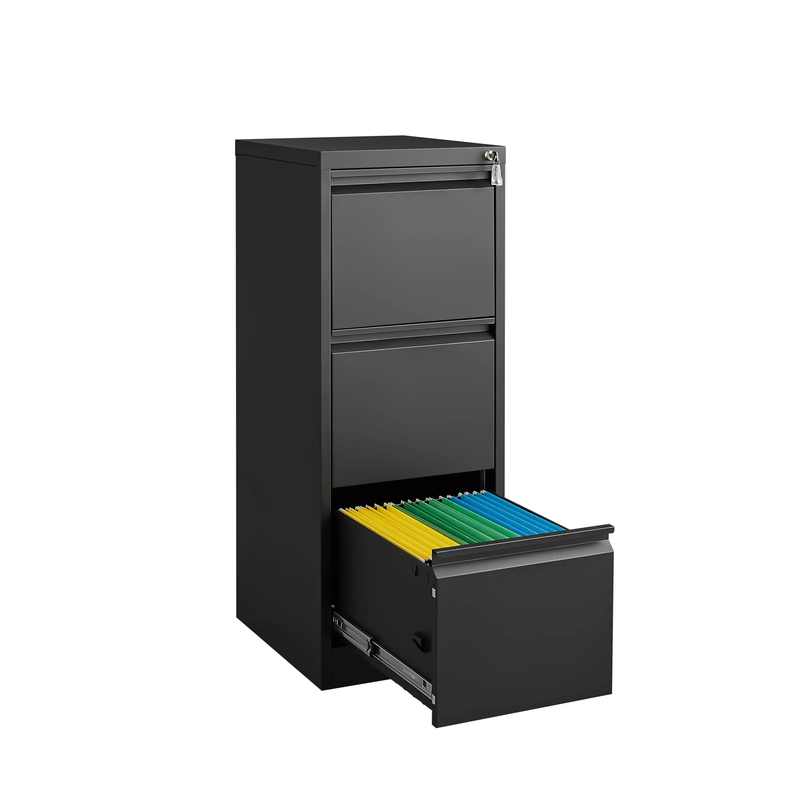 Garvee 3 Drawer File Cabinet with Lock,Heavy Duty Vertical Filing Cabinets for Home Office, Metal Steel Storage Cabinet for Letter/Legal Size File, Assembly Required