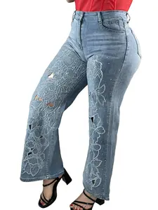 Jasmin's Floral Rhinestone Jeans - Straight Fit