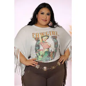 Plus Size Western Cowgirl Graphic Fringe Top | Divas Fashion Boutique