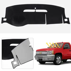 Custom Fit Velvet Flannel Dash Mat for 2007-2014 Chevy Tahoe Suburban GMC Yukon XL & 2007-2013 Silverado Sierra 1500 2500 3500 LTZ GMC Sierra SLT Denali UV Protector Non-Slip Cover