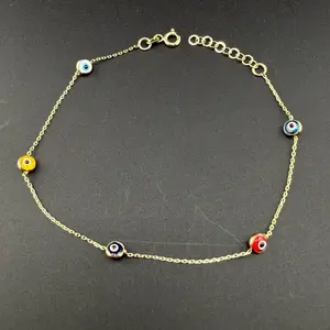 14k colorful evil eye bracelet size 7.5-8.5