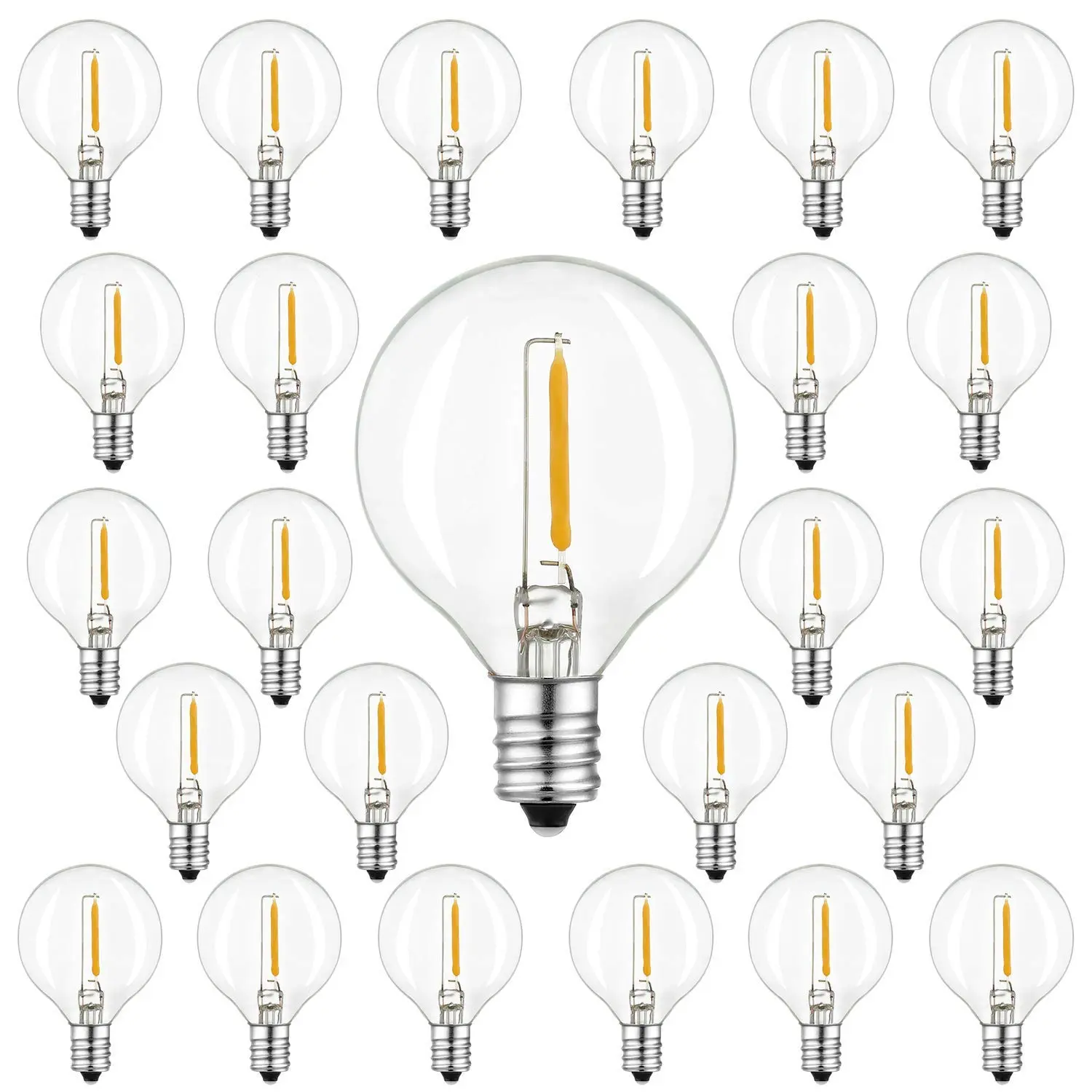 YI LIGHTING Clear Plastic G40 Globe LED Bulbs for Outdoor String Light Replacement Bulbs