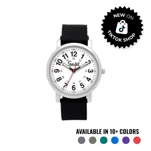 Speidel Original Scrub Watch for Nurses & Medical Professionals | Easy-Read Dial with Red Second Hand for Pulse | Water-Resistant Silicone Band | Adjustable Fit | 15+ Colors