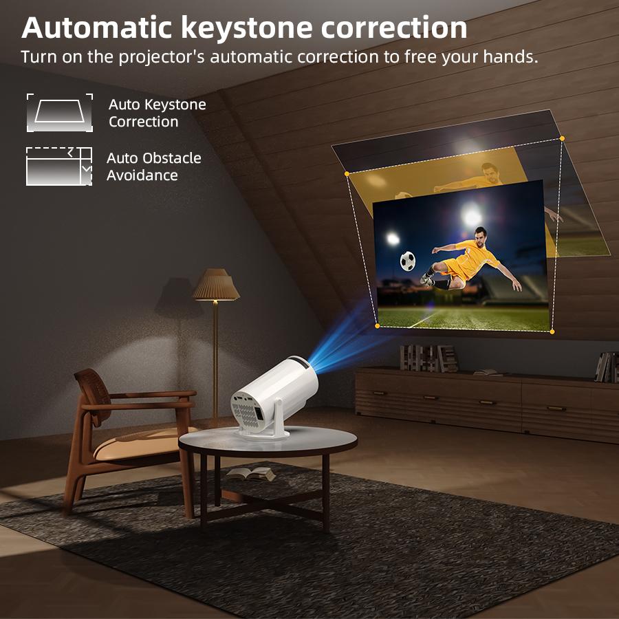 XBJ Diamond Projector 24/5G WiFi 360 Degree HD LED Multifunctional Projector with Built-in Speaker for Home Cinema Outdoor Use and 4K Decoding Ideal Holiday Gift