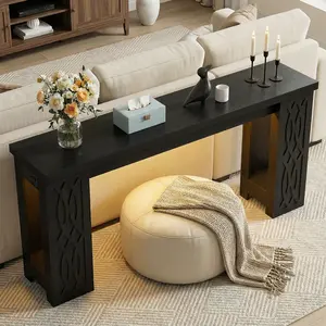 Unikito Entryway Table with Adjustable Color-Changing LED Lighting, Built-in Power Hub, Anti-Tip Safety, Behind Couch Table for Foyer, Dining Room