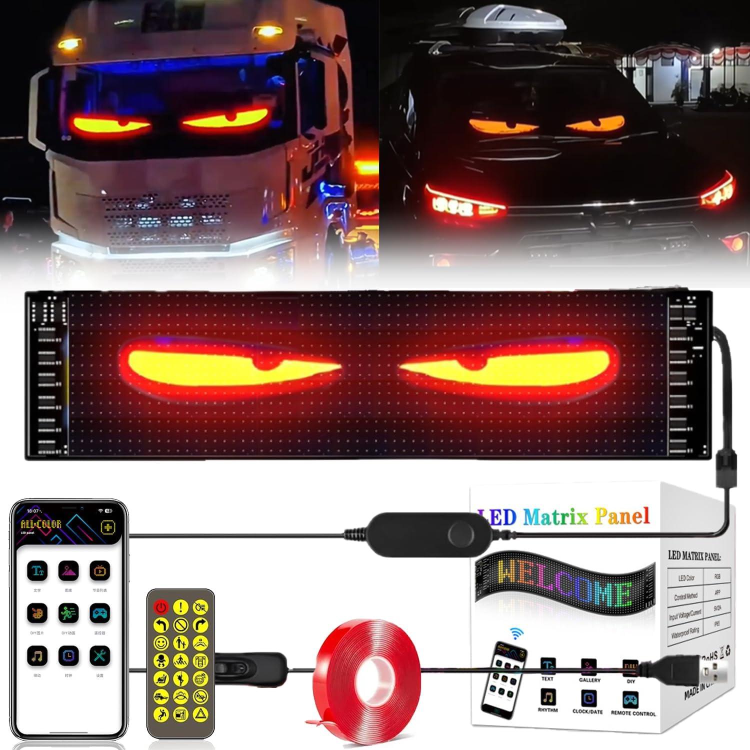Devil Eyes LED Light Strips for Cars Trucks SUVs 14.76x3.62 Customizable Windshield Decoration with App Control USB Powered 2pcs 10x Driving Excitement Full Color LED Bead Tech Devil Eyes LED Light Strips for Cars Trucks SUVs 14.76x3.62 Customizable Windshield Decoration with App Control USB Powered 2pcs 10x Driving Excitement Full Color LED Bead Tech