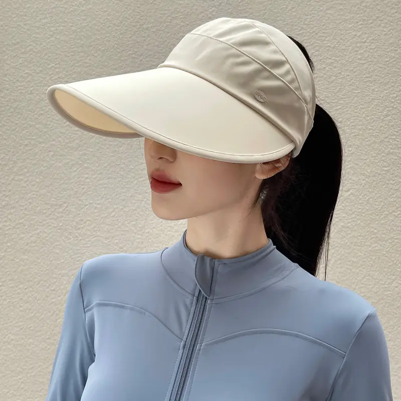Women's open-top sun hat, makes face look smaller, large brim for summer, outdoor UV protection sun hats, baseball cap style, sun-shading hat
