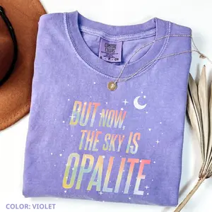 Comfort Colors Opalite Showgirl Inspired Graphic T-Shirt, “But Now the Sky Is Opalite” Aesthetic Tee, Dancing in the Lightning Womenswear