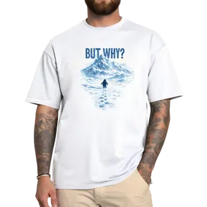 Women's "But Why" Penguin Graphic T-Shirt, Short-Sleeve Casual Slim-Fitting Top, Funny Nihilist Meme Unisex Tee