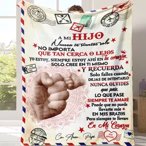 Countdown Sale! Spanish Language Blanket, Father Son Heartfelt Words, Soft Flannel Throw For Office Living Room Bed Sofa, Perfect Gift For Thanksgiving Birthday, Slogan Print Blanket A warm nap blanket Suitable for all four seasons
