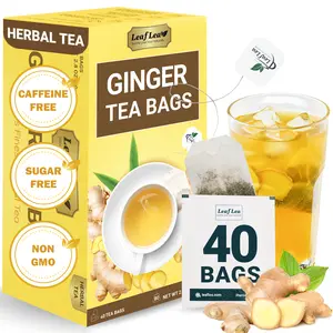 LeafLea Ginger Tea Bags, 100% Pure & Natural from Dried Ginger Root Tea, Spicy & Comforting Herbal Tea Supports Digestion, Caffeine Free, Sugar Free, No Gluten, Non-GMO, Vegan