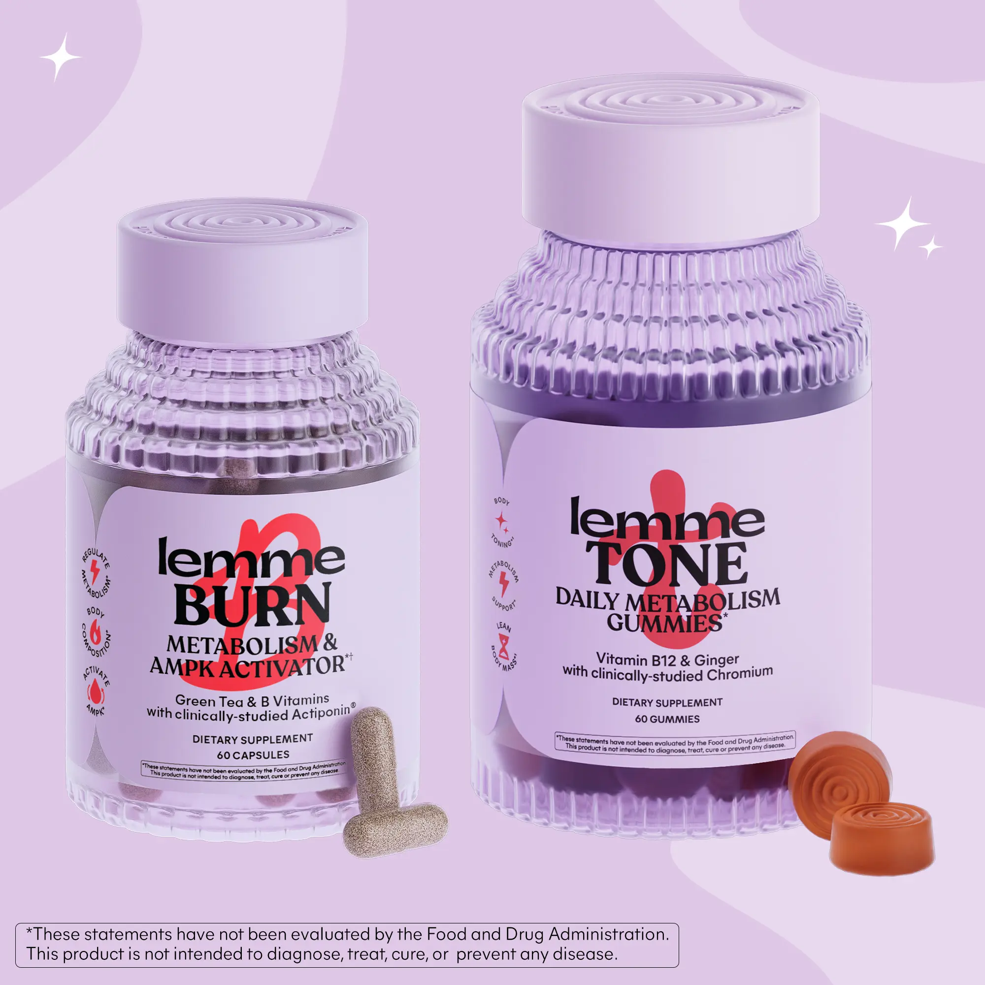 Daily Sculpt Bundle - Lemme Burn Capsules & Lemme Tone Gummies, Metabolism & AMPK Activator Capsules with Clinically-Studied Actiponin + Toning Gummies with Clinically-Studied Chromax Chromium