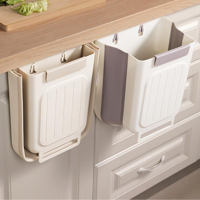 Foldable Kitchen Trash Can, Hanging Trash Bin,Space-saving Hanging Garbage Can for Kitchen Cabinets, Kitchen Accessories,household items,trash cans for kitchen,Kitchen Accessories Trashcan