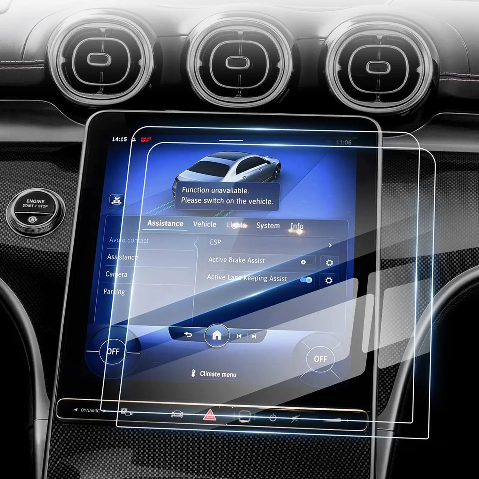 Canvcle 2 Pack Screen Protector for 2022 2023 2024 2025 Mercedes Benz C Class C250 C300 and 2023 2024 2025 GLC 300 11.9-Inch Touchscreen, 9H Tempered Glass for GLC 300 Accessories HD Anti Glare Smooth Durable Cover Protection, Protective, Fingerprint, Com