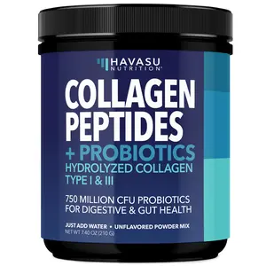 Havasu Nutrition Collagen Peptides Powder with Probiotics - Grass Fed Type I & III for Hair, Skin, Nail, Joint & Digestive Health - Unflavored