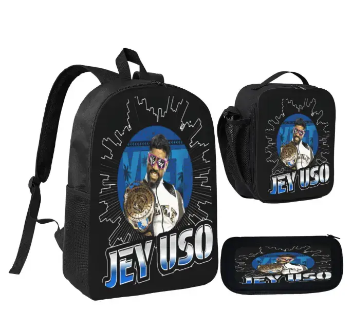 3-in-1 Backpacks for School Set Pack for Teens, Unisex Superstar Print Oxford Bag with Insulated Lunch Box & Pencil Case, Large Capacity with Zipper Closure, Back To School, Insulated Lunch Bag