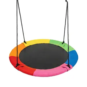 Rainbow Saucer Swing with Heavy Duty Rope, Colorful Round Design swing for Kids ,toddler swing Indoor Outdoor Play