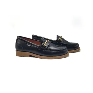 Atlanta Mocassin Black Olive Chain Loafer