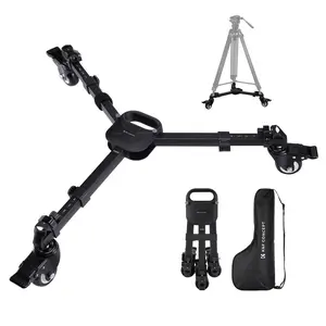 K&F CONCEPT Photography Tripod Dolly, Heavy Duty with 3" Rubber Wheels 44lbs Capacity, Compact Video Tripod Dolly with Adjustable Legs and Carry Bag for DSLR Cameras Camcorder