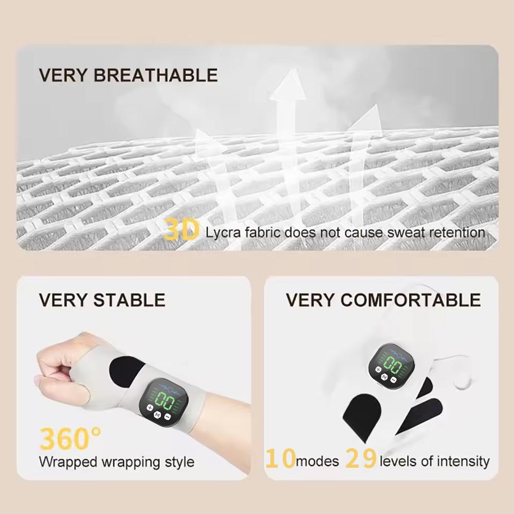 Hand Massager Wrist EMS Pulse Therapy Device for Carpal Tunnel & Arthritis Relief 10 Modes 29 Levels with Microcurrent for Hands & Wrist Portable Therapy Gift for Men Women