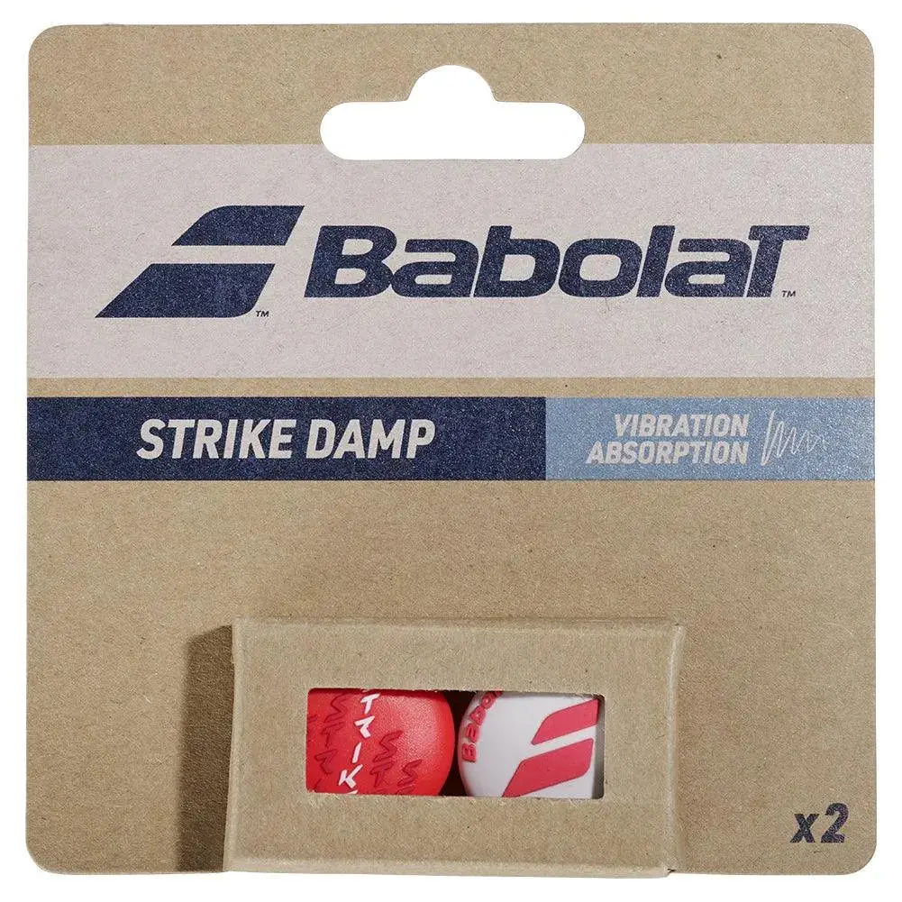 Strike X2 Tennis Dampeners, 2-Pack of Vibration Absorbers for Tennis Rackets, Shock Reduction Accessory, White and Red, Tennis Racket Dampener