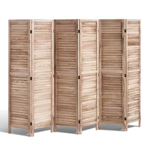 VEVOR Wood Room Divider,  , 6 Panel Wood Folding Privacy Screen, 66.9 Inches Tall Indoor Louvered Partition Divider, Portable Decoration Screen, for Room Separation, Home, Office, Restaurant & Bedroom