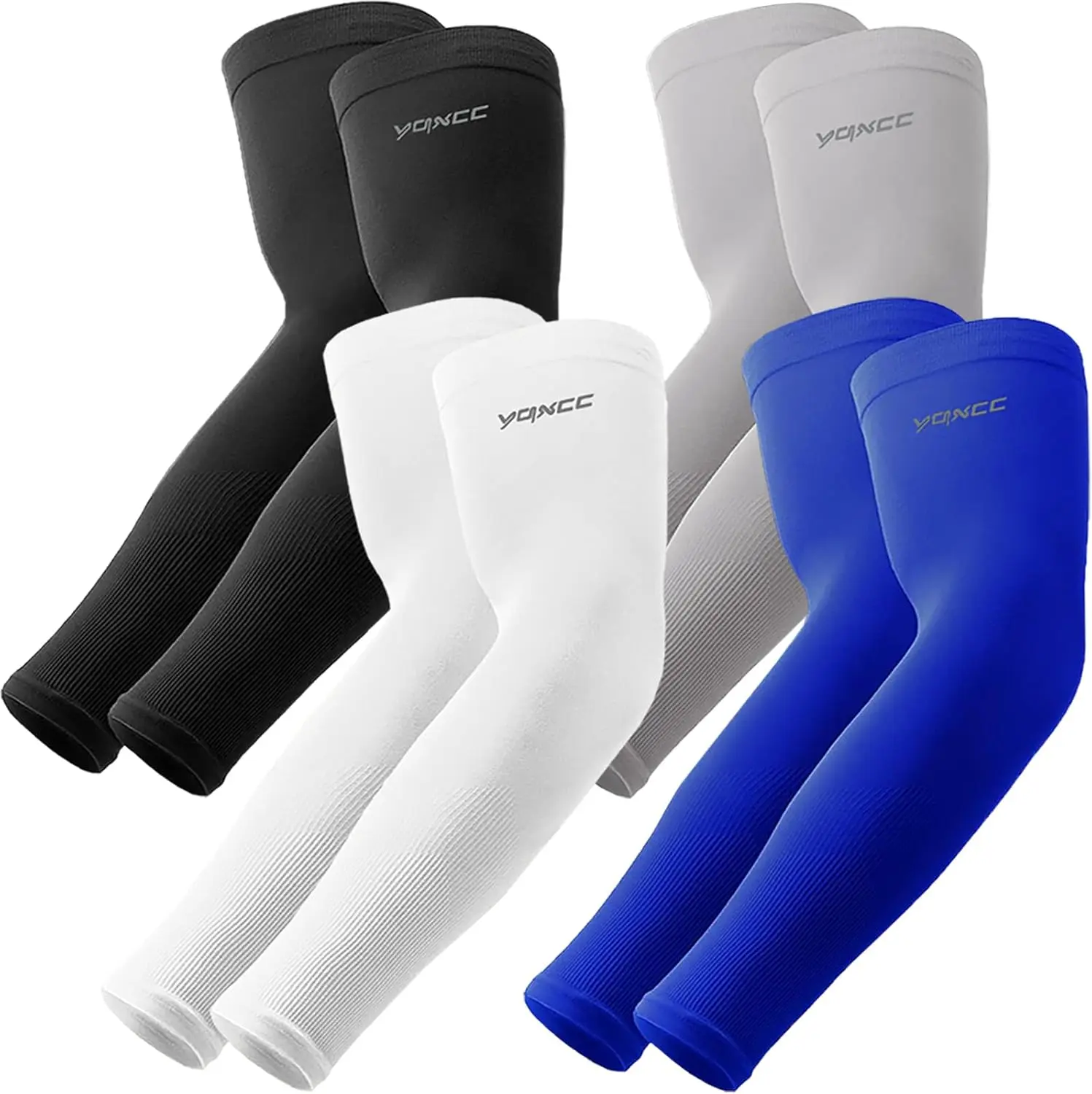 Cooling Arm Sleeves for Men & Women, 4 Pairs UV Sun Protection Compression Arm Sleeves, UPF 50+ Sports Arm Sleeves for Golf, Basketball, Running, Cycling, Football, Baseball, Fitness & Outdoor Work