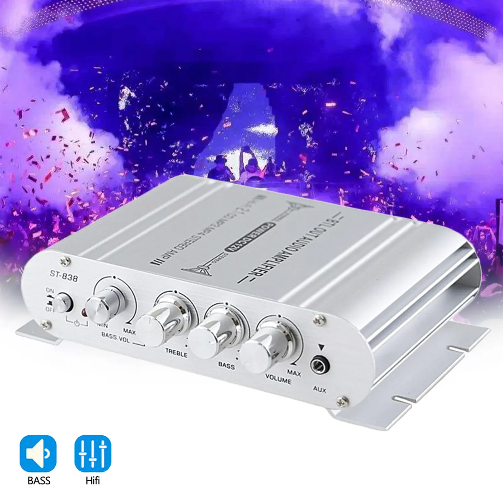 Mini 2.1-Channel HiFi Audio Amplifier – Boost Bass for Car & Home Stereo