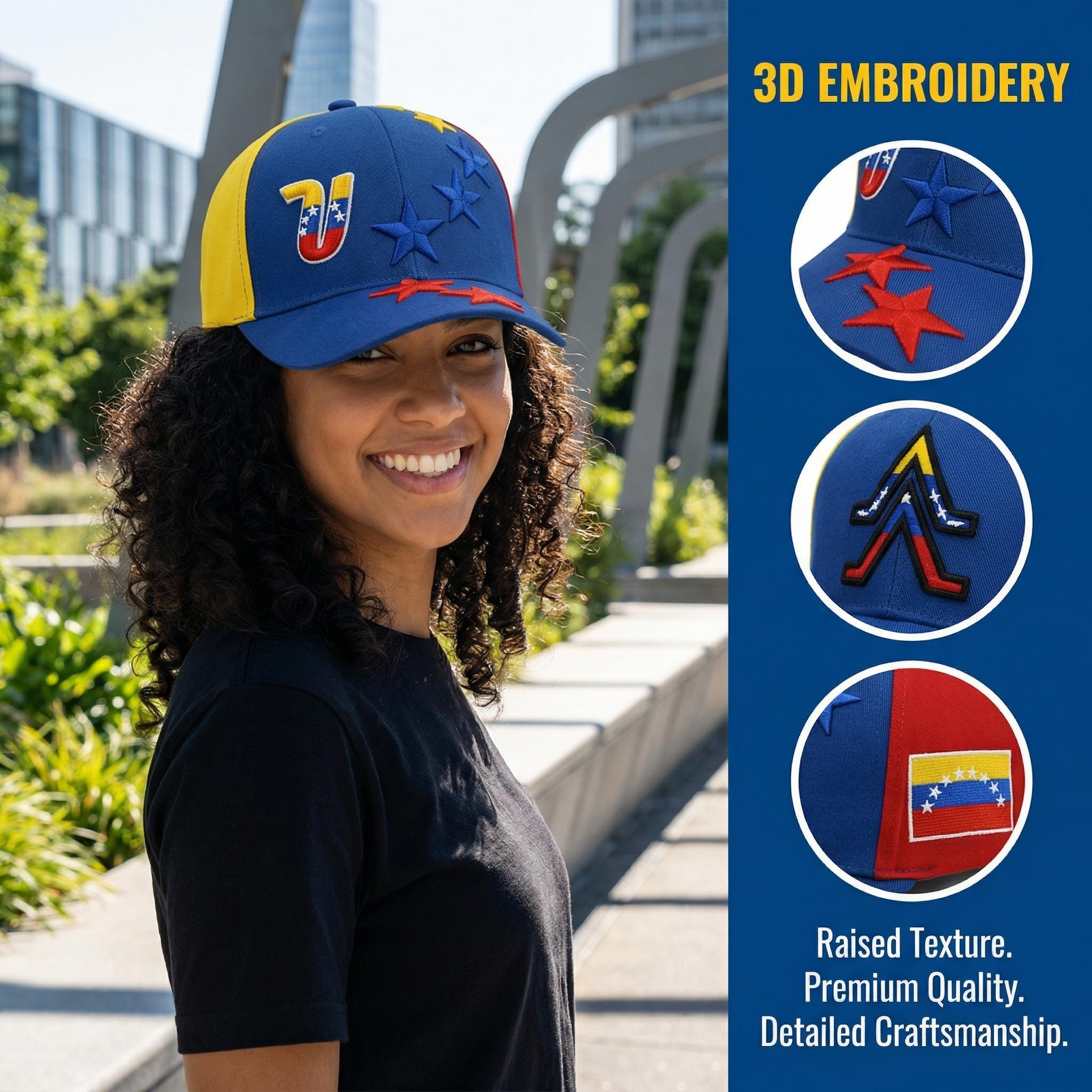3D Embroidered Venezuelan Flag Baseball Cap| Adjustable Strap| Street Fashion Hat
