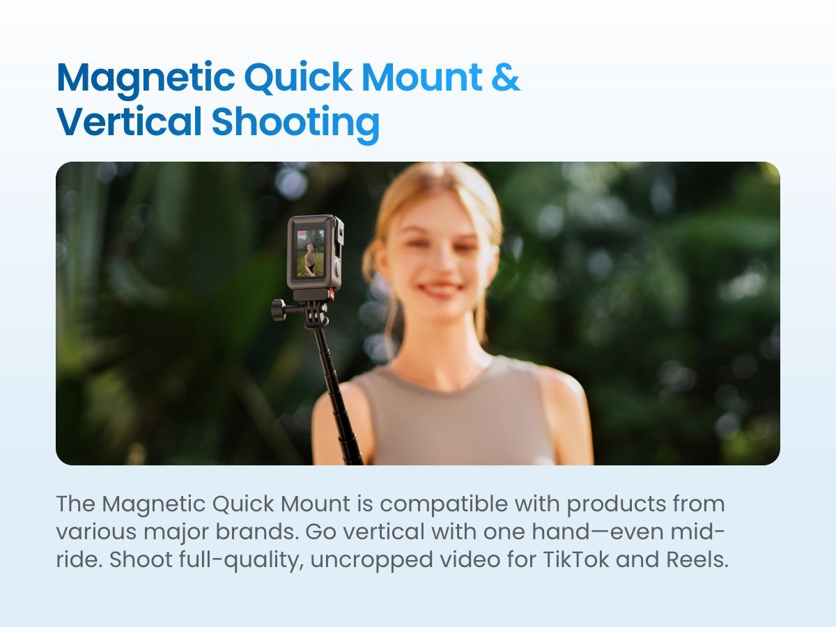 Xtra Edge Action Camera, 1/1.3" Sensor & 4K Cinematic Video, Hyper Stabilization, Waterproof Camera to 52 Ft, 3-Hour Battery, Universal Quick Mount, Vlogging Camera for Adventure Photography