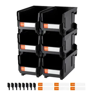 VEVOR Plastic Stackable Storage Bins,  Plastic Containers for Organizing and Storage Bins for Closet, Garage, Small Parts, Office Supplies and Other Accessories, Black
