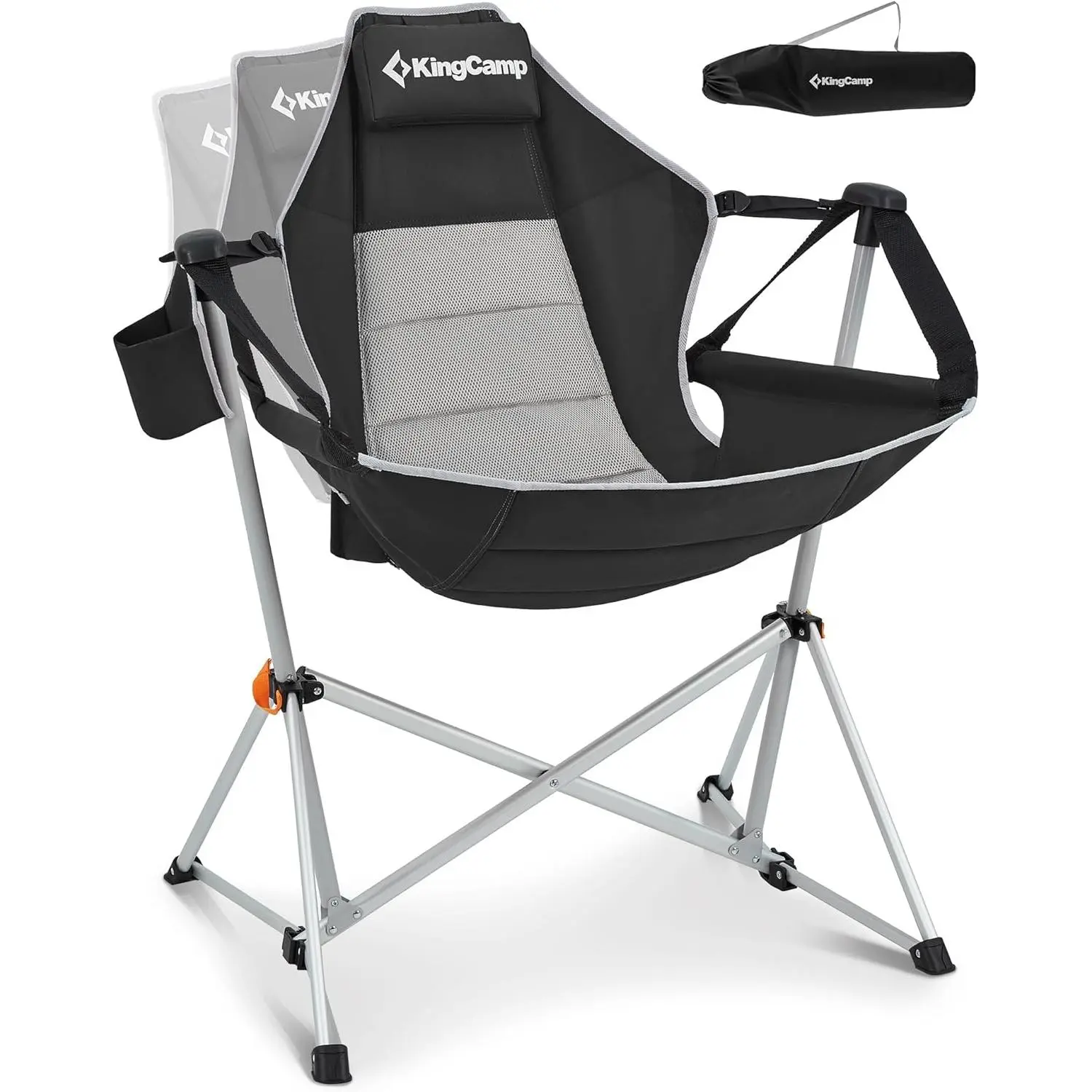 KingCamp Hammock Camping Chair - Oversized Heavy-Duty Foldable Chair for Adults (400lbs Max Capacity), Portable Swinging Rocker with Aluminum Alloy Frame, Cup Holder for Outdoor Camping, Beach Use, Foldable Chairs, Aluminum Chairs BackToSchool