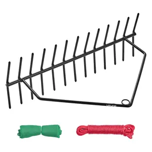【FathersDayGift】VEVOR 24 in Aquatic Weed Rake,  , 8.7 in Double Sided Lake Weed Rake, Pond Weeds Cutter with 30ft Rope, Tie Hole, No Assembly Required, Lightweight Muck Lilypad Clearing Tool for Pond, Lake, Rivulet