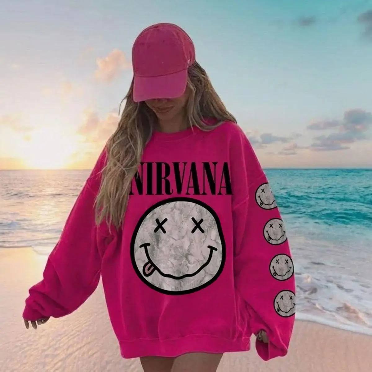 #Nirvana Smiley Graphic Shirt, 90’s Utero  Rock Band T-shirt, #Nirvana Tour Album, Smiley Graphic Tees, Classic Hoodie, Gift For Fans