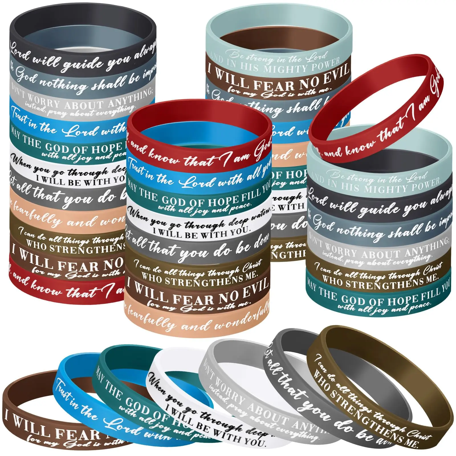 Bible Verse Bracelets Christian Gift for Women Men Youth Group Religious Gift Stretch Silicone Faith Bracelets Motivational Rubber Wristband Gift for Sunday School Classroom Rewards Church Trunk or Treat Giveaway Goodie Bag Stuffers Party Favor
