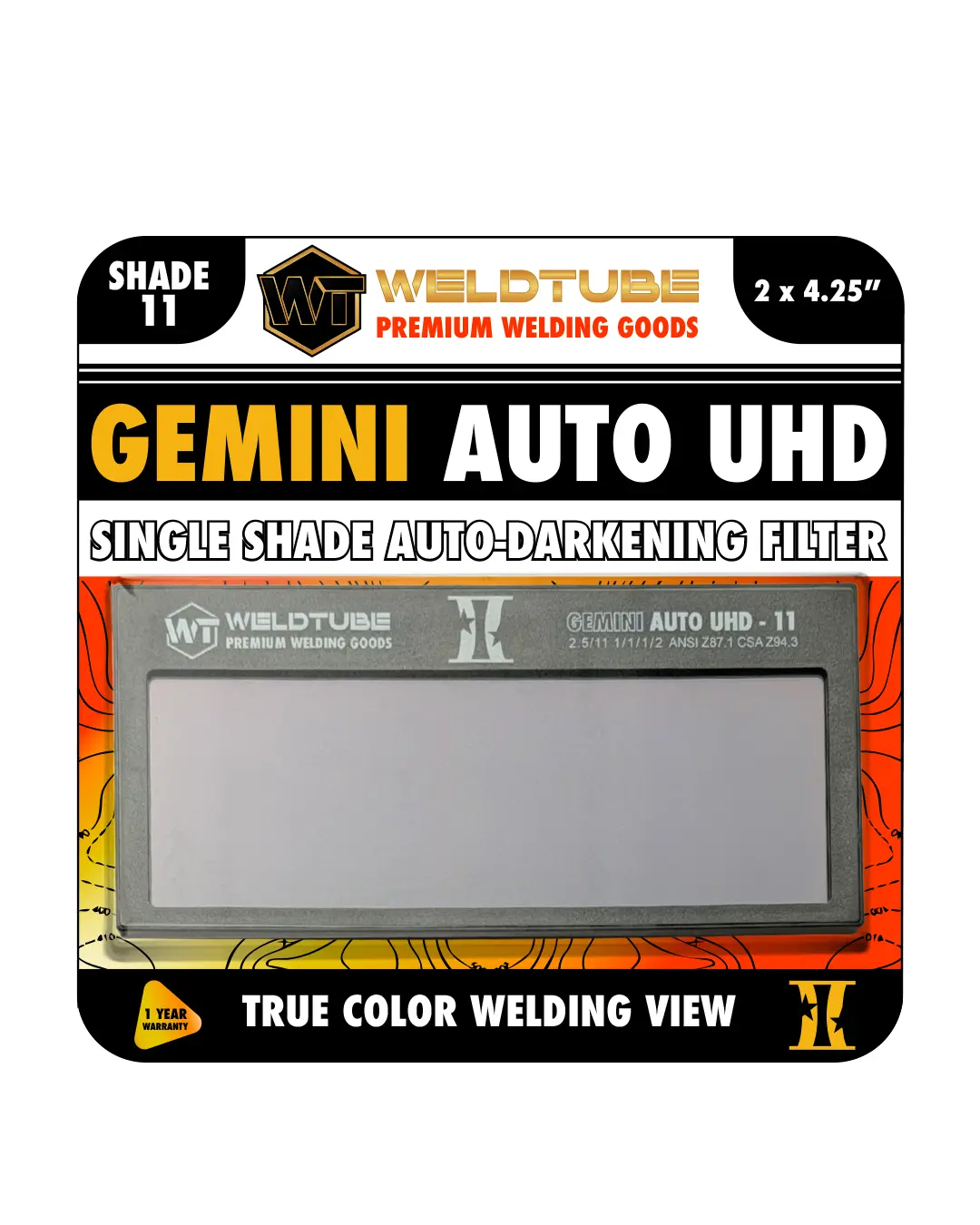 WELDTUBE Gemini Auto UHD True Color Single Shade Auto-Darkening Filter Welding Lens