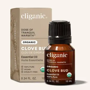 Cliganic Organic Clove Bud Essential Oil, 100% Pure Natural for Aromatherapy Non-GMO Verified (Packaging May Vary)