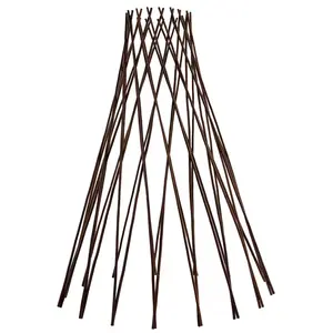 Expandable Wooden Teepee Trellis for Climbing Plants | Natural Twig Garden Support 48'' / 60''