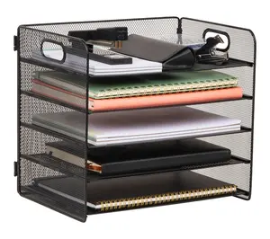 Mind Reader 5 Tier Paper Tray Desktop Organizer, Black