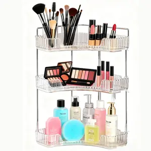 Luxury Multifunctional Cosmetic & Bathroom Organizer - 3-Tier Brush Rack, Perfume Holder, Lipstick Holder, Vanity Shelf, Home Storage Solution (Ideal Gift)