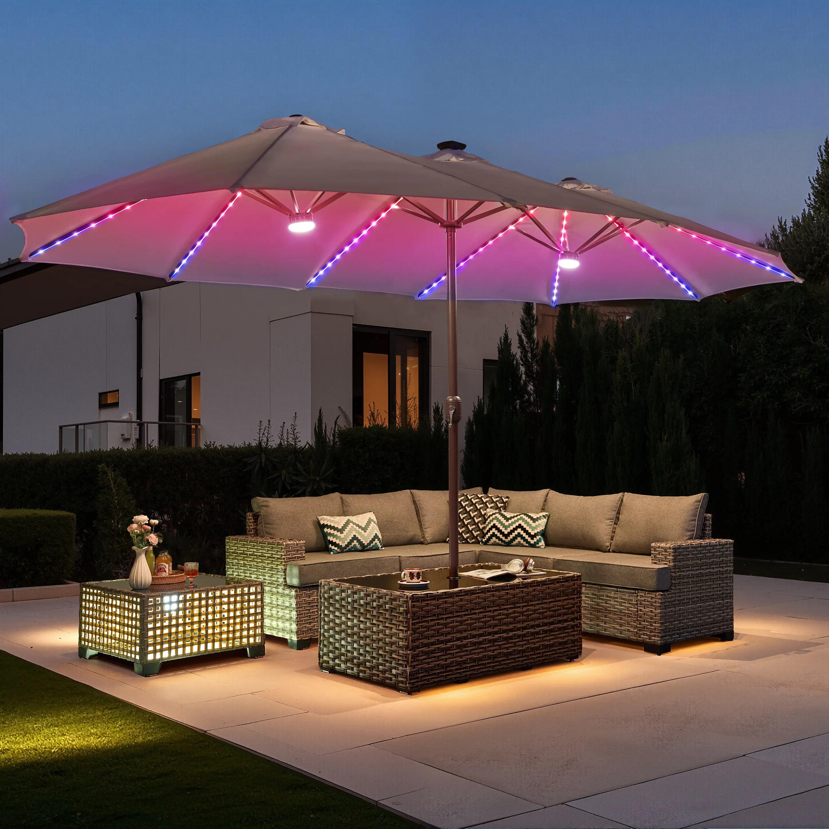 Light Gray | RGB Lighted Umbrella